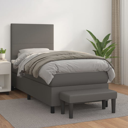 Giroletto a Molle con Materasso Grgio 80x200 cm in Similpelle | homemem39