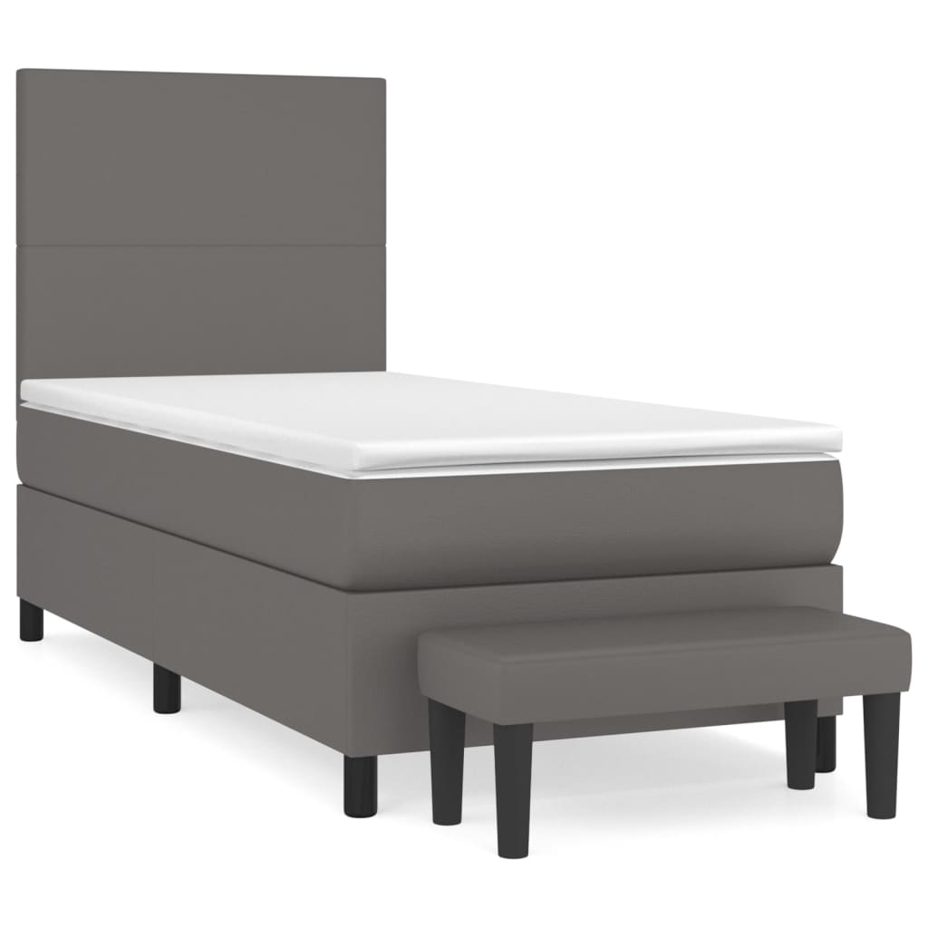 Giroletto a Molle con Materasso Grgio 90x200 cm in Similpelle | homemem39