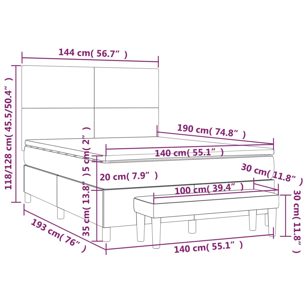 Giroletto a Molle con Materasso Cappuccino 140x190cm Similpelle | homemem39