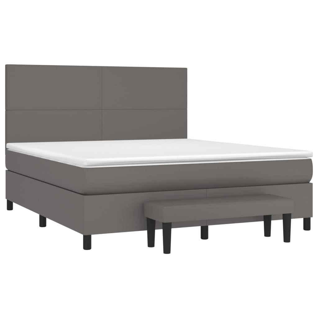 Giroletto a Molle con Materasso Grigio 160x200 cm in Similpelle | homemem39