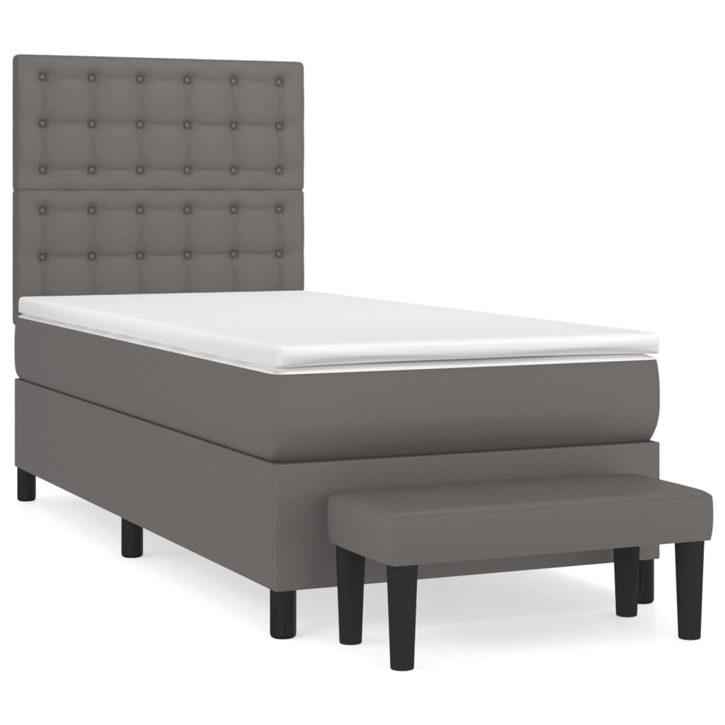 Giroletto a Molle con Materasso Grgio 90x200 cm in Similpelle | homemem39