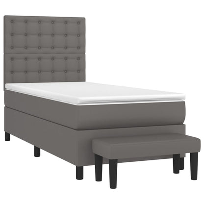 Giroletto a Molle con Materasso Grgio 90x200 cm in Similpelle | homemem39