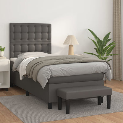 Giroletto a Molle con Materasso Grgio 90x200 cm in Similpelle | homemem39