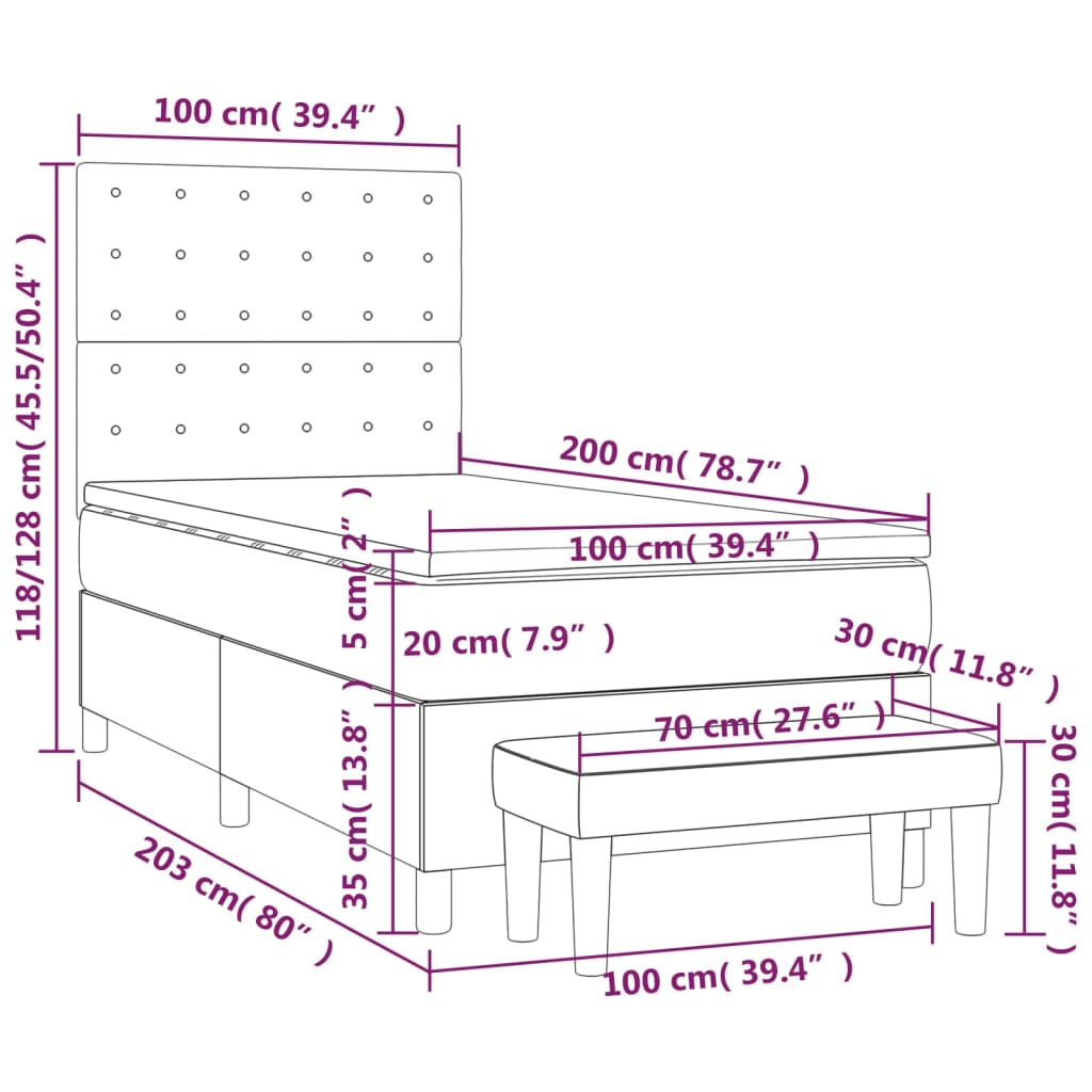 Giroletto a Molle con Materasso Cappuccino 100x200cm Similpelle | homemem39