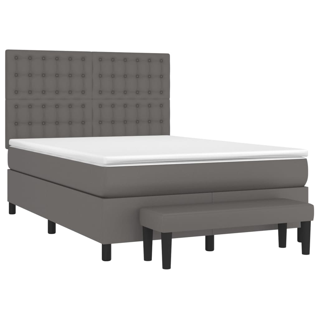 Giroletto a Molle con Materasso Grigio 140x200 cm in Similpelle | homemem39
