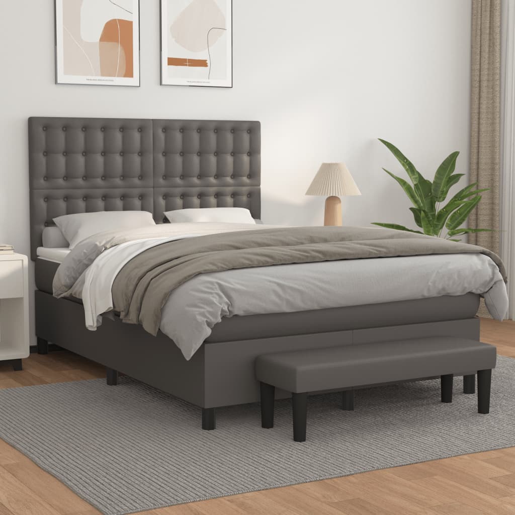 Giroletto a Molle con Materasso Grigio 140x200 cm in Similpelle | homemem39