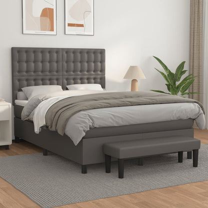 Giroletto a Molle con Materasso Grigio 140x200 cm in Similpelle | homemem39