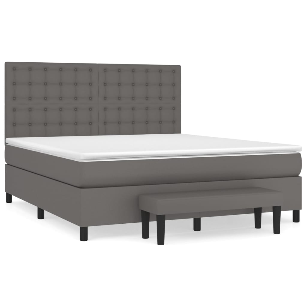 Giroletto a Molle con Materasso Grigio 160x200 cm in Similpelle | homemem39