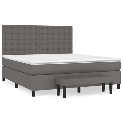 Giroletto a Molle con Materasso Grigio 160x200 cm in Similpelle | homemem39