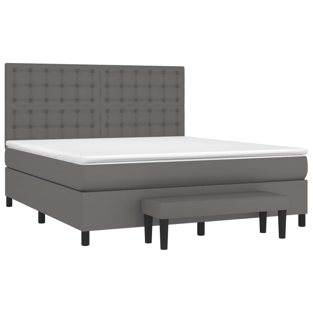 Giroletto a Molle con Materasso Grigio 160x200 cm in Similpelle | homemem39