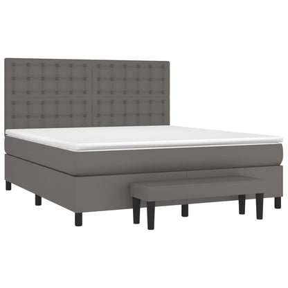 Giroletto a Molle con Materasso Grigio 160x200 cm in Similpelle | homemem39
