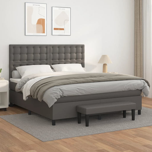 Giroletto a Molle con Materasso Grigio 160x200 cm in Similpelle | homemem39