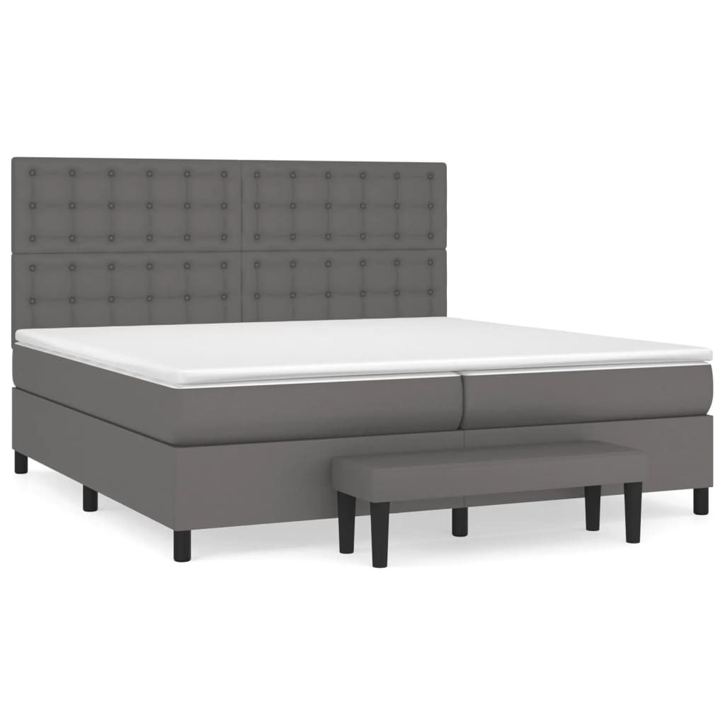 Giroletto a Molle con Materasso Grgio 200x200 cm in Similpelle