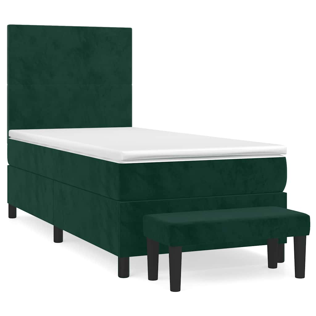 Giroletto a Molle con Materasso Verde Scuro 80x200 cm Velluto | homemem39