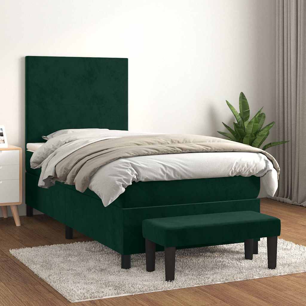 Giroletto a Molle con Materasso Verde Scuro 80x200 cm Velluto | homemem39