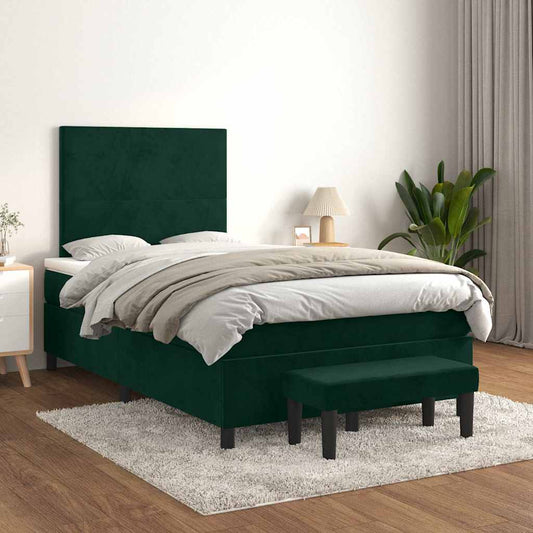 Giroletto a Molle con Materasso Verde Scuro 120x200 cm Velluto | homemem39