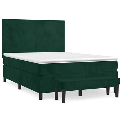 Giroletto a Molle con Materasso Verde Scuro 140x190 cm Velluto | homemem39