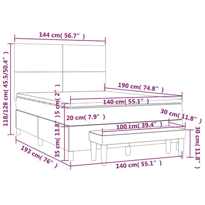 Giroletto a Molle con Materasso Blu Scuro 140x190 cm in Velluto | homemem39