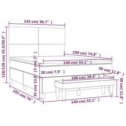 Giroletto a Molle con Materasso Rosa 140x190 cm in Velluto | homemem39