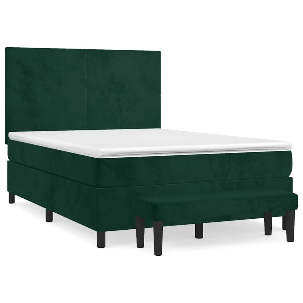 Giroletto a Molle con Materasso Verde Scuro 140x200 cm Velluto | homemem39