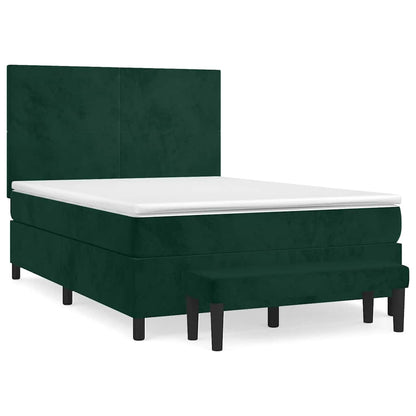 Giroletto a Molle con Materasso Verde Scuro 140x200 cm Velluto | homemem39