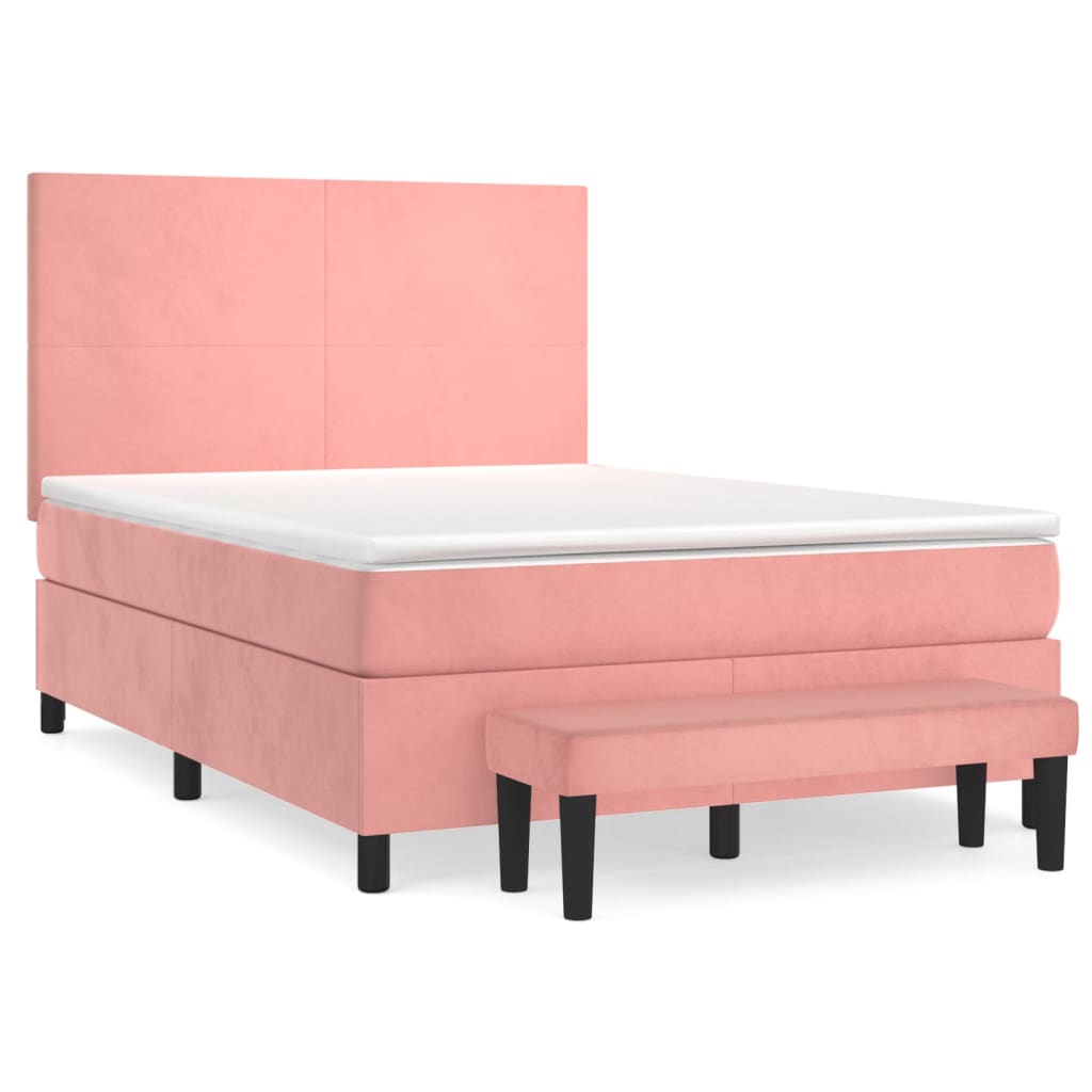 Giroletto a Molle con Materasso Rosa 140x200 cm in Velluto | homemem39