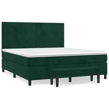 Giroletto a Molle con Materasso Verde Scuro 160x200 cm Velluto | homemem39