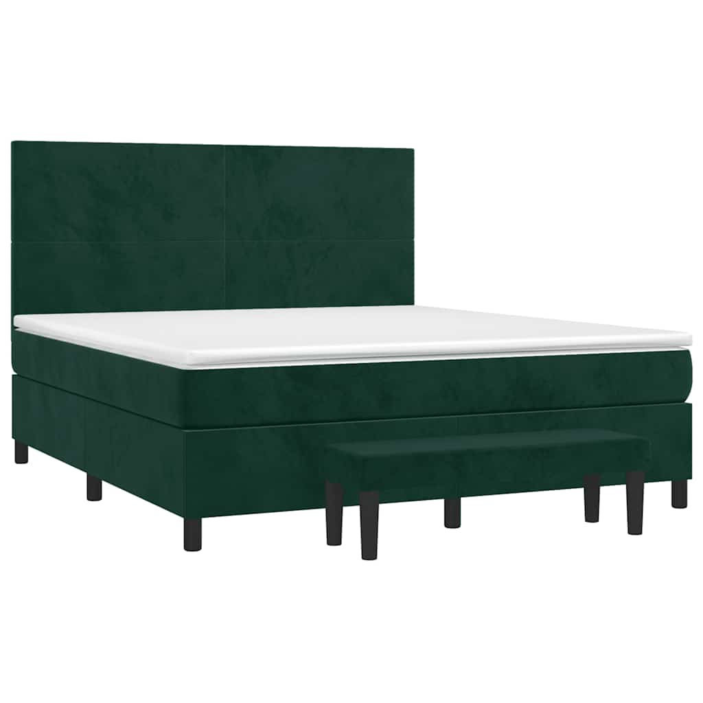 Giroletto a Molle con Materasso Verde Scuro 160x200 cm Velluto | homemem39