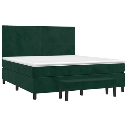 Giroletto a Molle con Materasso Verde Scuro 160x200 cm Velluto | homemem39