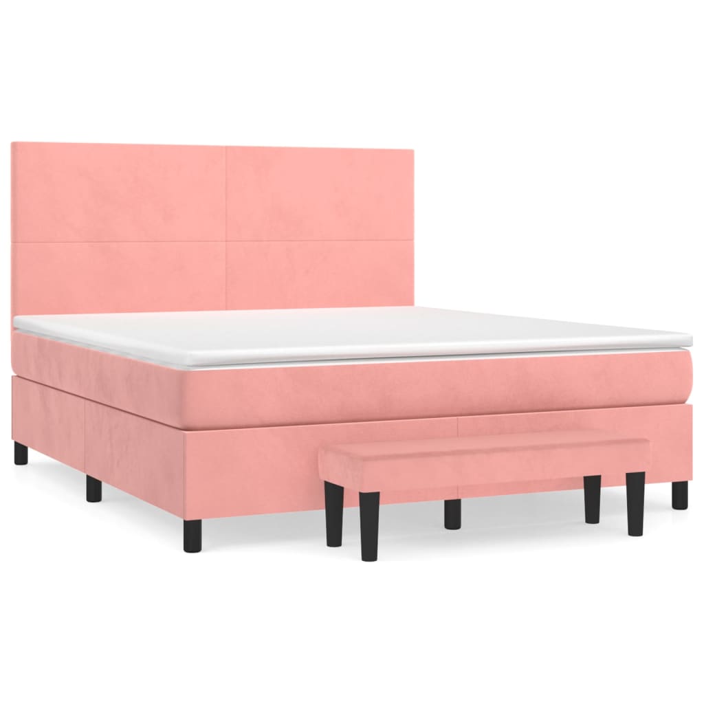 Giroletto a Molle con Materasso Rosa 160x200 cm in Velluto | homemem39