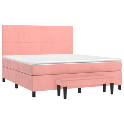 Giroletto a Molle con Materasso Rosa 160x200 cm in Velluto | homemem39