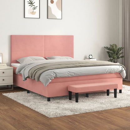 Giroletto a Molle con Materasso Rosa 180x200 cm in Velluto | homemem39