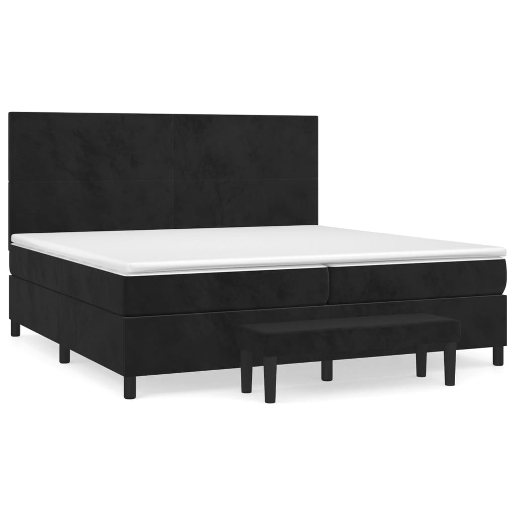 Giroletto a Molle con Materasso Nero 200x200 cm in Velluto | homemem39