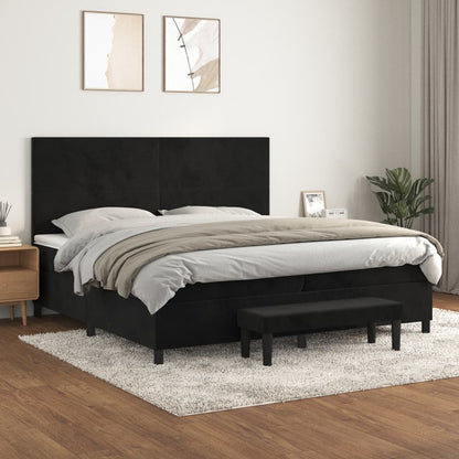 Giroletto a Molle con Materasso Nero 200x200 cm in Velluto | homemem39