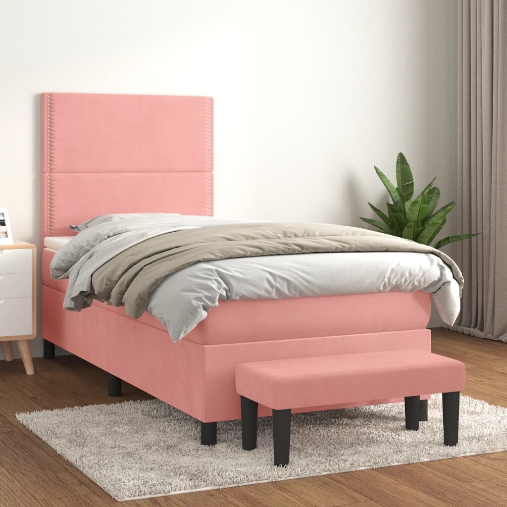 Giroletto a Molle con Materasso Rosa 80x200 cm in Velluto | homemem39