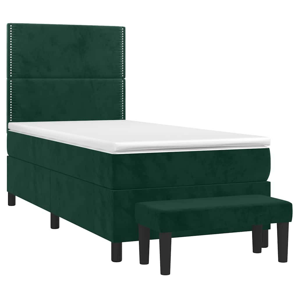 Giroletto a Molle con Materasso Verde Scuro 90x190 cm Velluto | homemem39