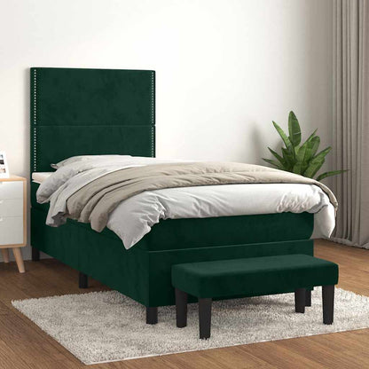 Giroletto a Molle con Materasso Verde Scuro 90x190 cm Velluto | homemem39