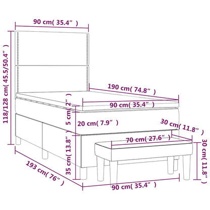 Giroletto a Molle con Materasso Blu Scuro 90x190 cm in Velluto | homemem39