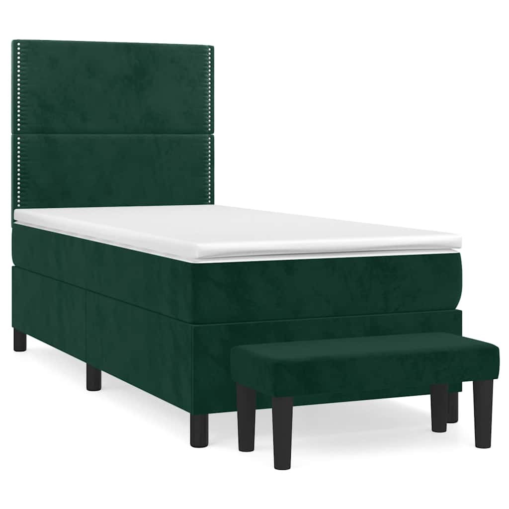 Giroletto a Molle con Materasso Verde Scuro 90x200 cm Velluto | homemem39