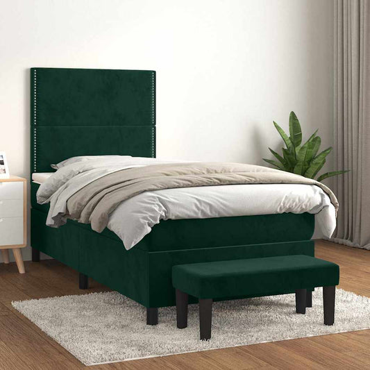 Giroletto a Molle con Materasso Verde Scuro 90x200 cm Velluto | homemem39