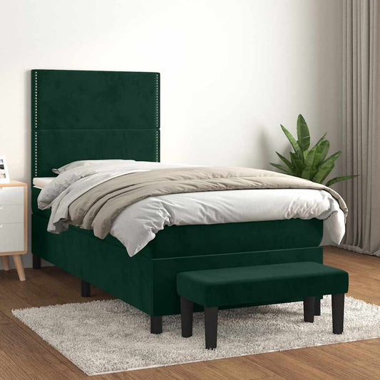 Giroletto a Molle con Materasso Verde Scuro 100x200 cm Velluto | homemem39