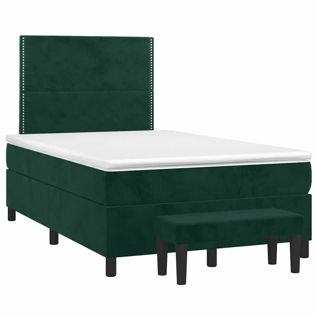 Giroletto a Molle con Materasso Verde Scuro 120x200 cm Velluto