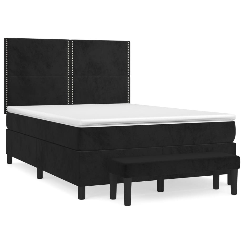 Giroletto a Molle con Materasso Nero 140x190 cm in Velluto | homemem39