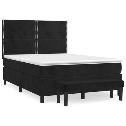 Giroletto a Molle con Materasso Nero 140x190 cm in Velluto | homemem39