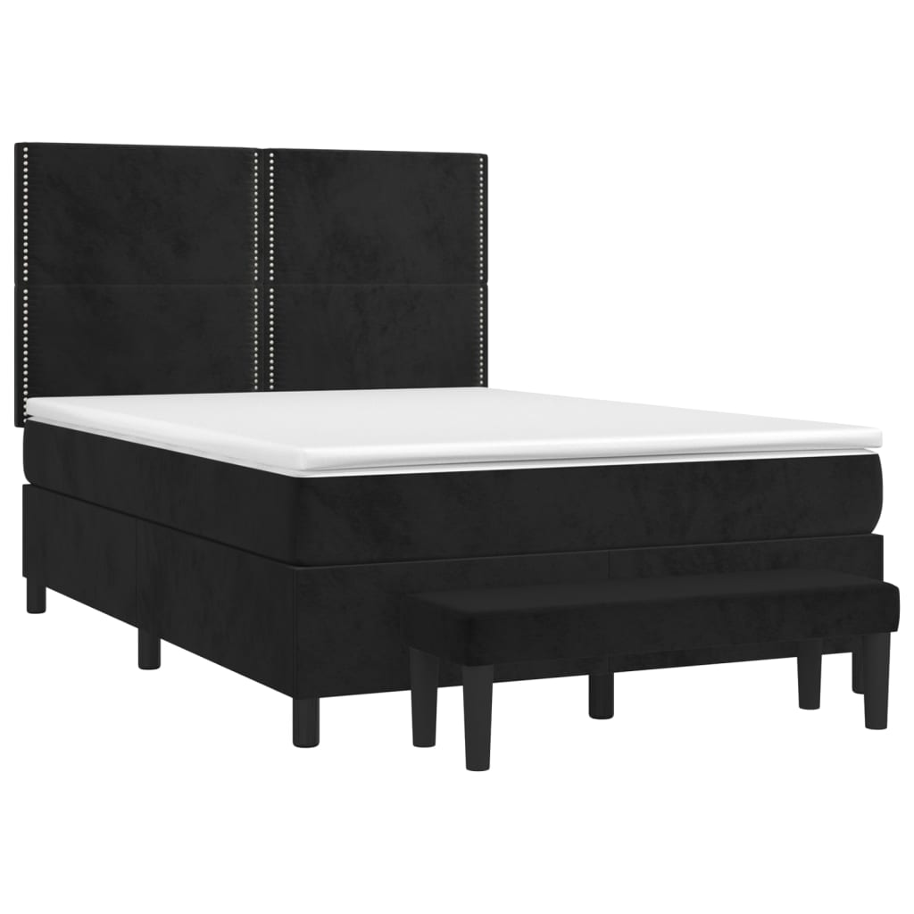 Giroletto a Molle con Materasso Nero 140x190 cm in Velluto | homemem39