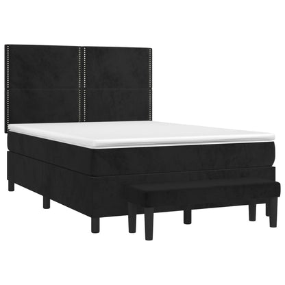 Giroletto a Molle con Materasso Nero 140x190 cm in Velluto | homemem39