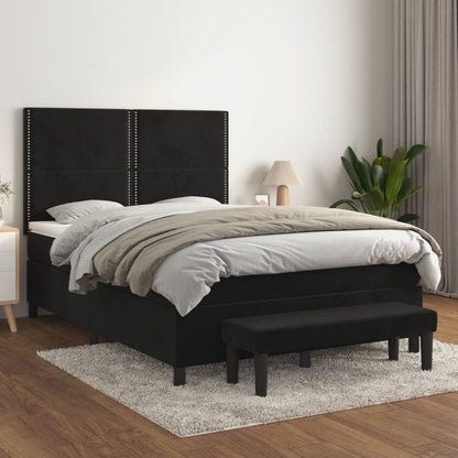 Giroletto a Molle con Materasso Nero 140x190 cm in Velluto | homemem39