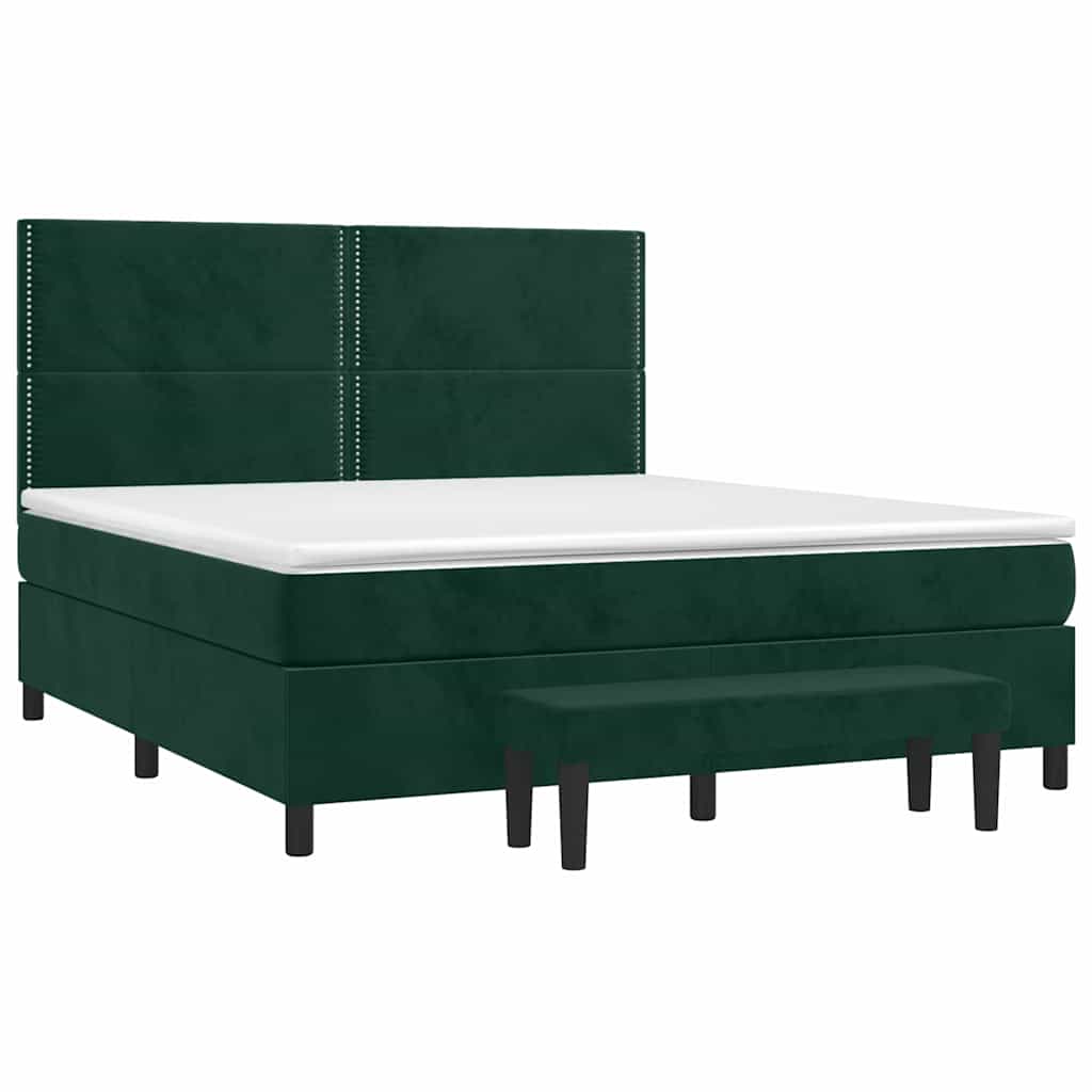 Giroletto a Molle con Materasso Verde Scuro 180x200 cm Velluto | homemem39