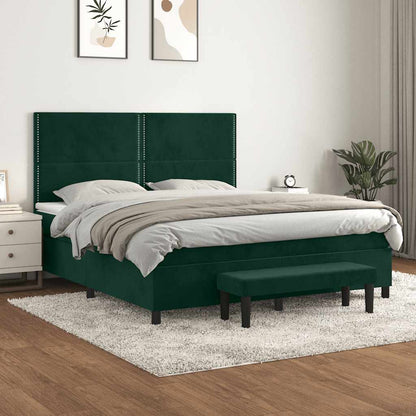 Giroletto a Molle con Materasso Verde Scuro 180x200 cm Velluto | homemem39