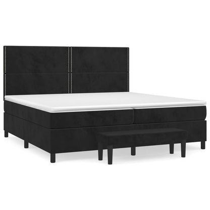 Giroletto a Molle con Materasso Nero 200x200 cm in Velluto | homemem39